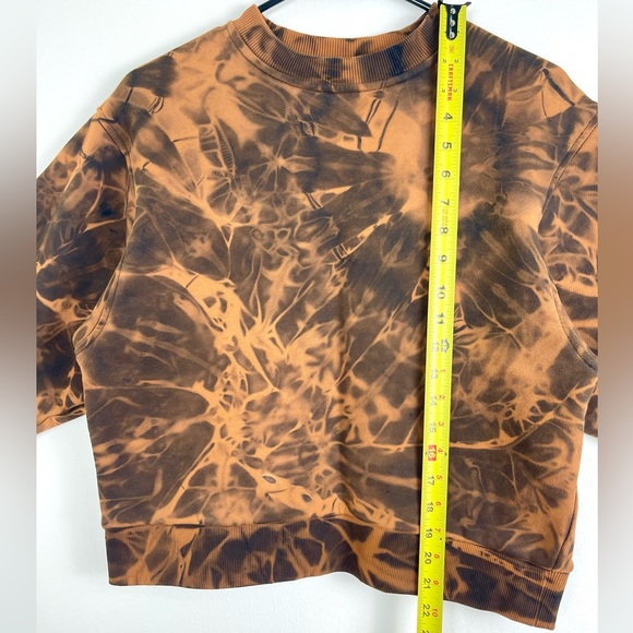 Cropped Cotton Sweatshirt, Streetwear, Acid Wash, Small, Tie Dye, Black, Shibori - Picture 8 of 11